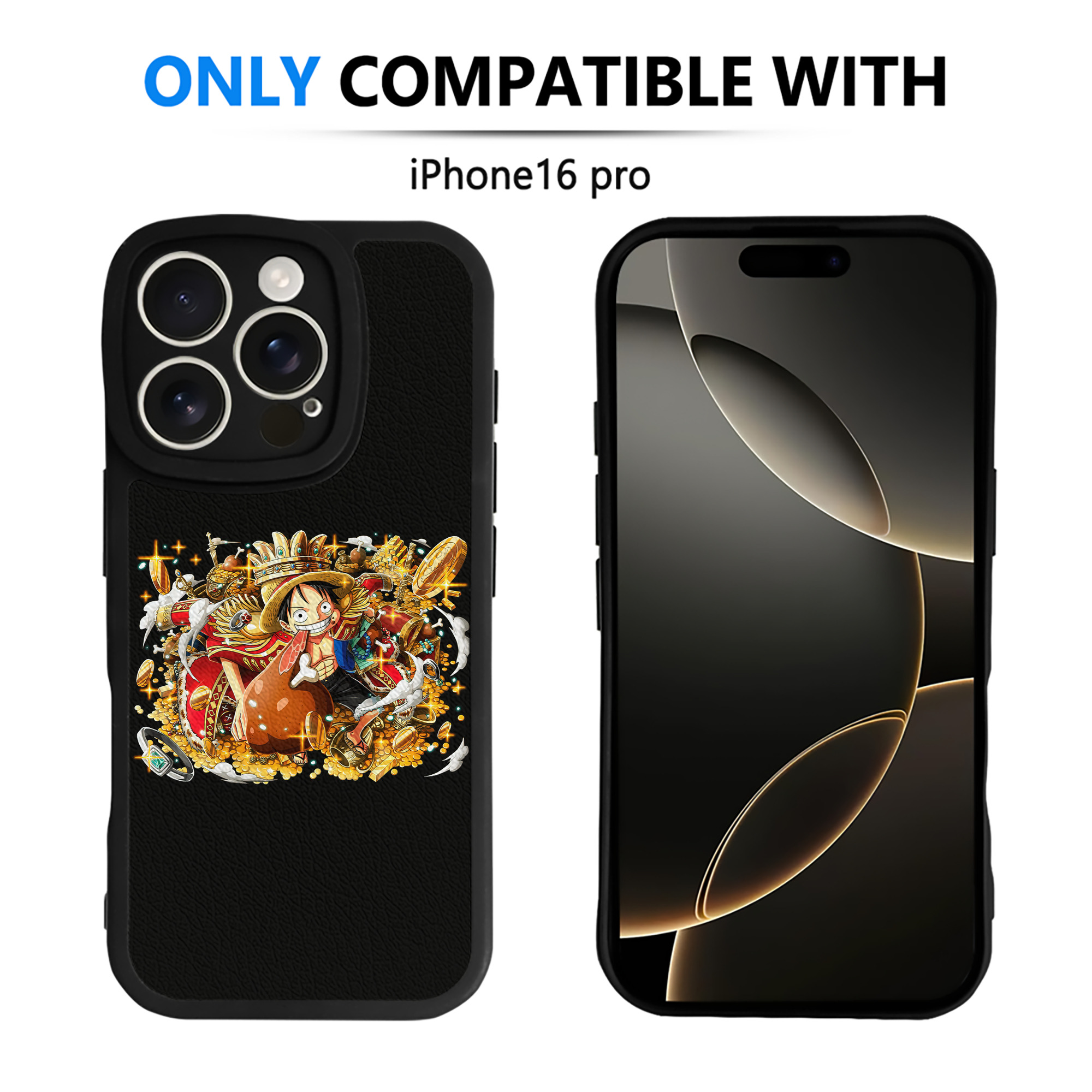 （画像用） ワンピース モンキー・D・ルフィ ONE PIECE Monkey D. Luffy 【iPhone 16シリーズ対応】シリコンスマホケース（レザー調） 材質：シリコン